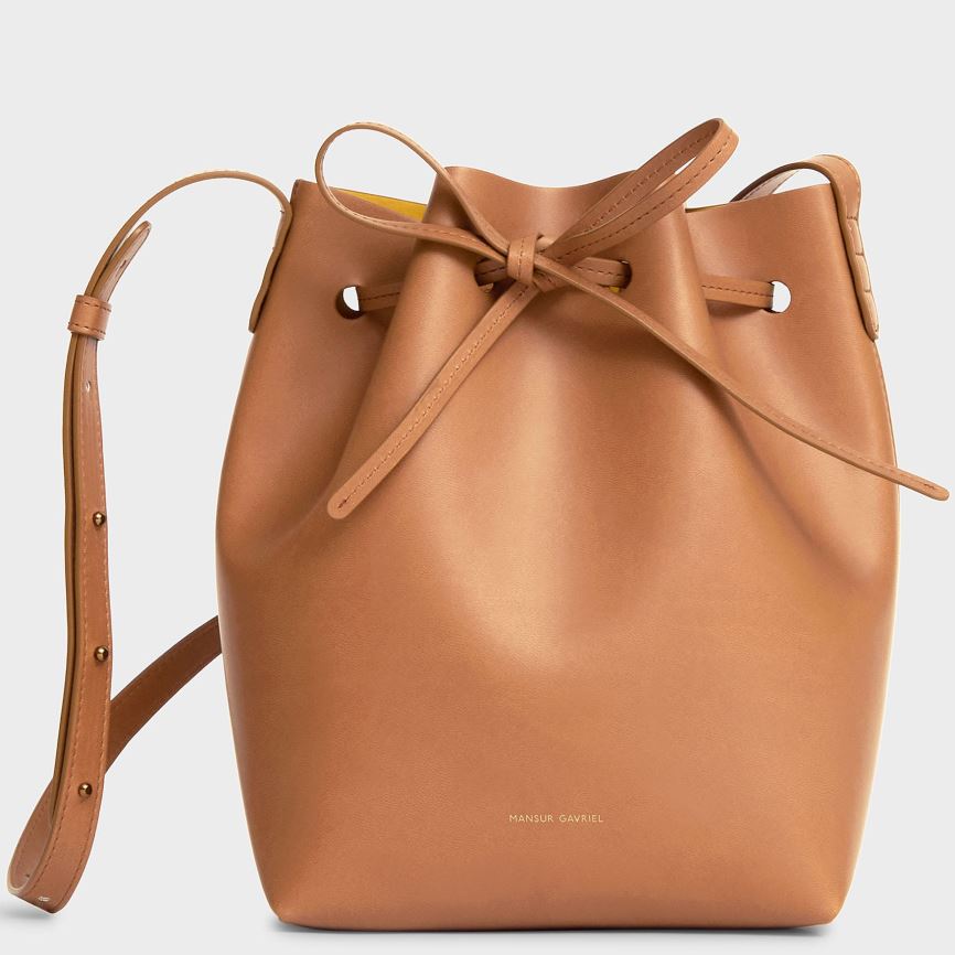 Women\'s Mansur Gavriel Apple Leather Mini Bucket Bags Brown | AU 67M8ST